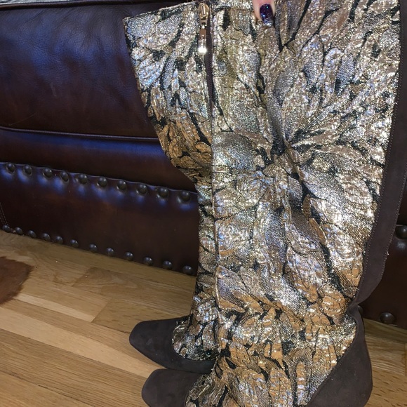 Cesare Paciotti suede gold foil Stiletto tall boot - Picture 8 of 8